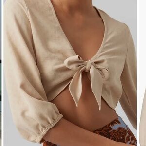 NWT Vero Moda Grit 3/4 Knotted Crop Top sz M